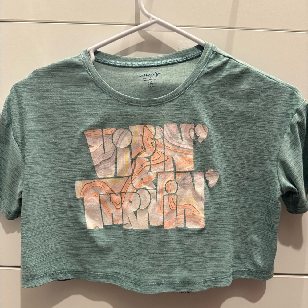 Old Navy Breathe ON Short-Sleeve Cropped Slub-Knit Performance T-Shirt for Girls